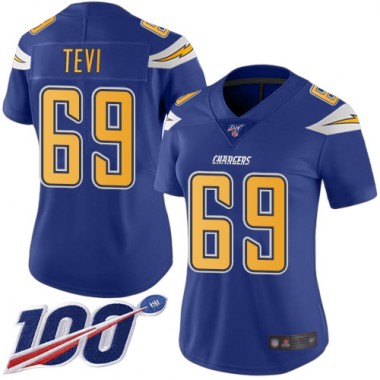 Los Angeles Chargers NFL Football Sam Tevi Electric Blue Jersey Women Limited #69 100th Season Rush Vapor Untouchable->women nfl jersey->Women Jersey
